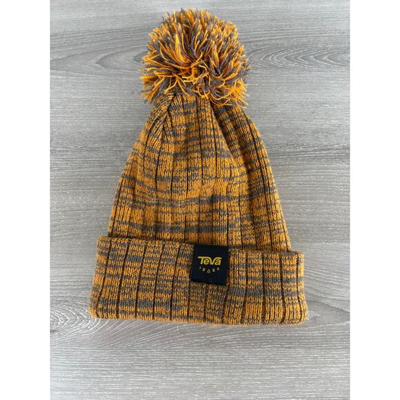 Teva Burnt Orange Black Unisex Beanie Cap Hat- EUC - Picture 1 of 3